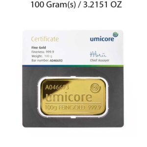 Umicore 100g Gold Bar - Image 1