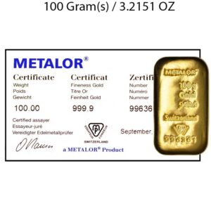 Metalor 100g Gold Bar Cast - Image 2