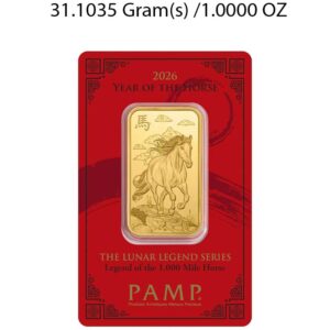 1oz Gold Bar 2026 Year of the Horse PAMP - Image 1